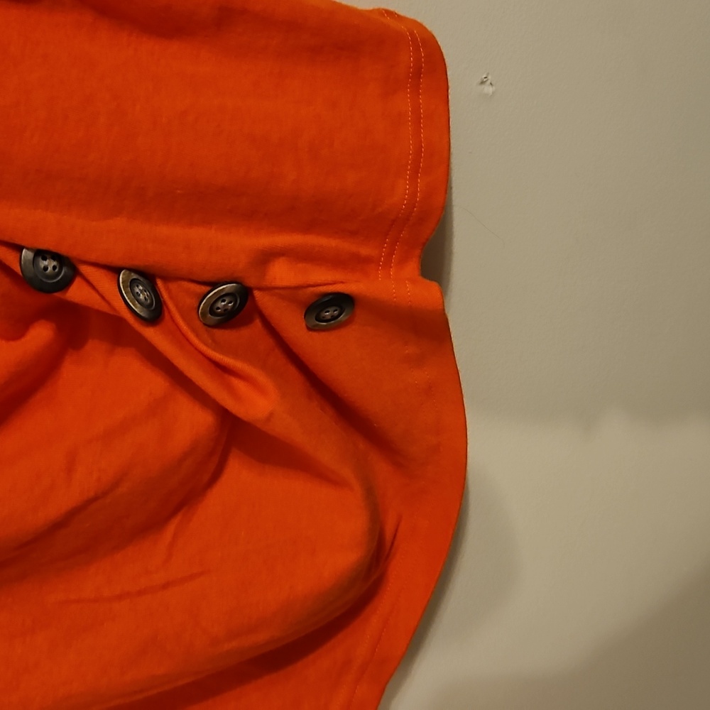 Allegra K Orange V Neck Blouse with Button Detail. NWT - Picture 3 of 7